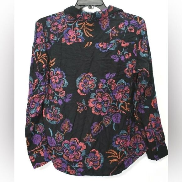 Blair Floral Print Multicolor Long Sleeve Patch Pocket Button Up Shirt 2X - Picture 2 of 7